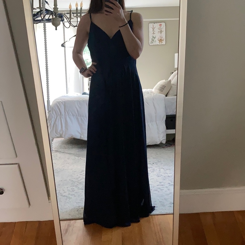 Eliza J Navy Floor Length Dress 10